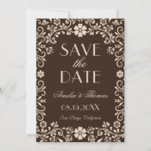 Brown Timeless Floral Wedding  Save The Date (Voorkant)