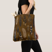Brown Tote Bag with Feather Print (Dichtbij)