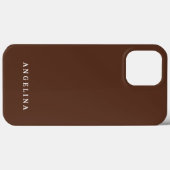 Brown Trendy Modern Minimalist Plain Voeg naam toe Case-Mate iPhone Case (Achterkant (horizontaal))