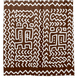 Brown Tribal Primitive Design Douchegordijn