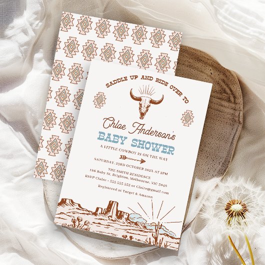  Brown Tribal Western Rodeo Baby shower Kaart