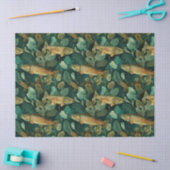 Brown Trout Green Watercolor Fish Nature Decoupage Tissuepapier (Craft)