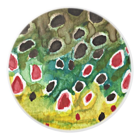 Brown Trout Vist Keramische Knop (Voorkant)