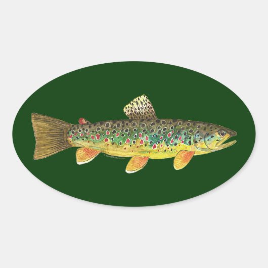 Brown Trout Vist Ovale Sticker (Voorkant)