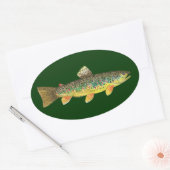 Brown Trout Vist Ovale Sticker (Envelop)