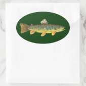 Brown Trout Vist Ovale Sticker (Tas)