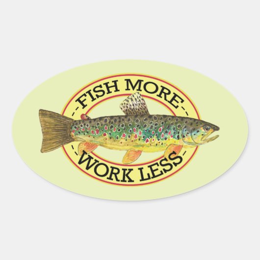 Brown Trout Vist Ovale Sticker (Voorkant)