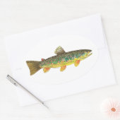 Brown Trout Vist Ovale Sticker (Envelop)