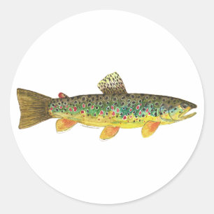 Brown Trout Vist Ronde Sticker