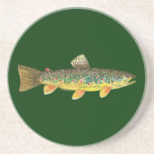 Brown Trout Vist Zandsteen Onderzetter (Voorkant)