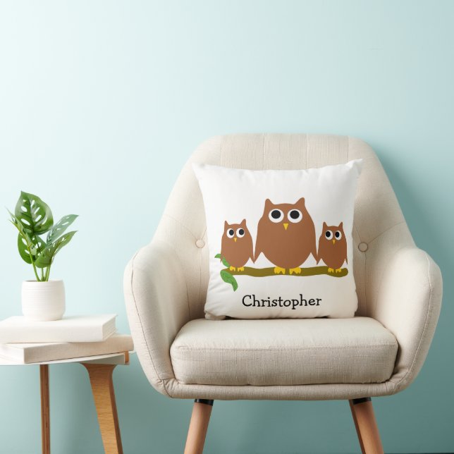 Brown Uilen Ontwerp Gepersonaliseerd Kussen (Stoel)