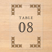Brown Ukrainian Wedding Acrylic Table Number Acryl Uitnodigingen (Voorkant)