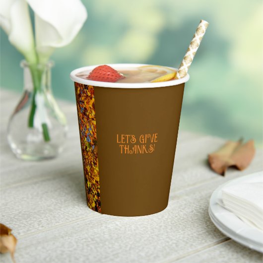 Brown verlaat diner Happy Thanksgiving Papieren Bekers (Insitu)