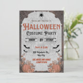 Brown Vintage Halloween Costume Party Invitation Kaart (Staand voorkant)
