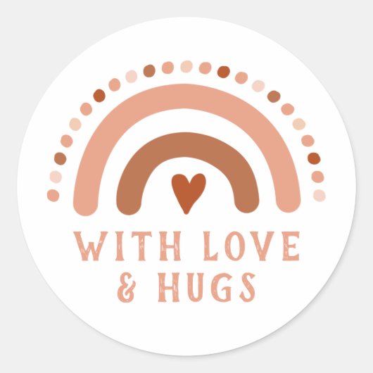 Brown Warn Rainbow Heart Spots  Business Card Ronde Sticker (Voorkant)