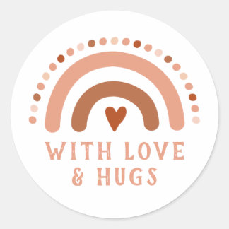 Brown Warn Rainbow Heart Spots Business Card Ronde Sticker