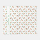 Brown Watercolor Bunny Pattern With Custom Name Fleece Deken (Voorkant (Horizontaal))