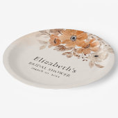 Brown Watercolor Flowers Boho Style  Papieren Bordje (Gekanteld)