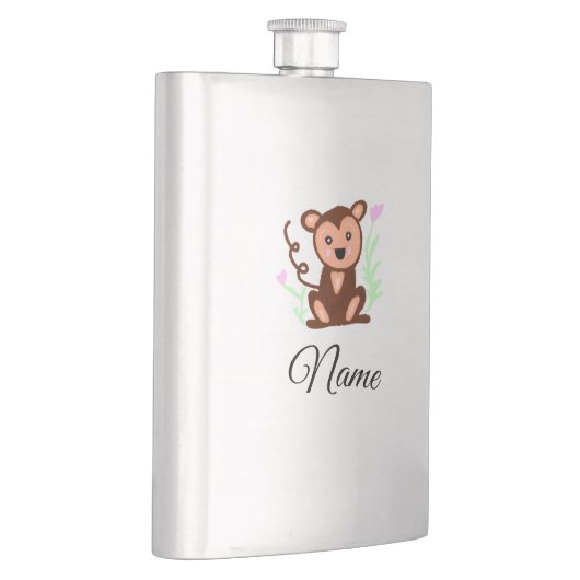 Brown waterverf Monkey Animal Naam tekst toevoegen Flacon (Rechts)