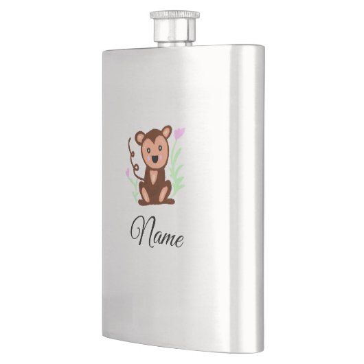 Brown waterverf Monkey Animal Naam tekst toevoegen Flacon (Links)