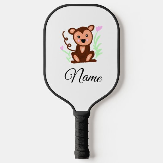 Brown waterverf Monkey Animal Naam tekst toevoegen Pickleball Paddle (Voorkant)