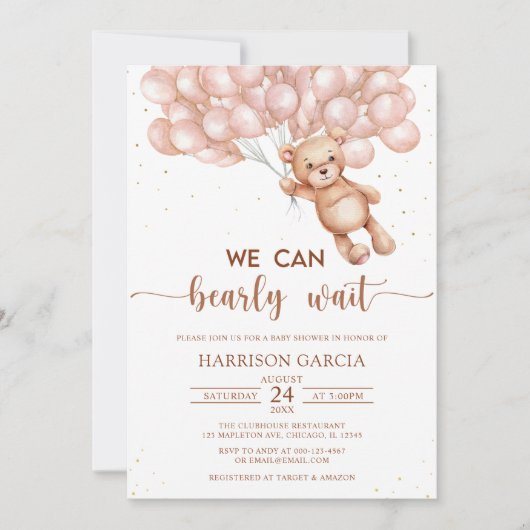 Brown we kunnen wachten tot Teddy Bear Baby shower Kaart (Voorkant)