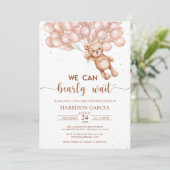 Brown we kunnen wachten tot Teddy Bear Baby shower Kaart (Staand voorkant)