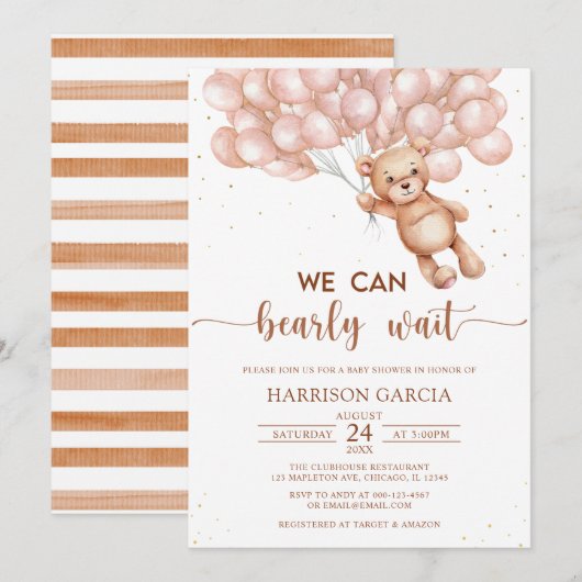 Brown we kunnen wachten tot Teddy Bear Baby shower Kaart (Voorkant / Achterkant)