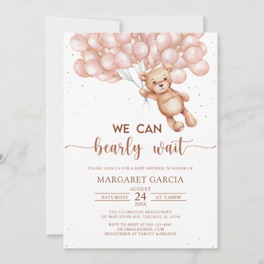Brown we kunnen wachten tot Teddy Bear Baby shower Kaart (Voorkant)