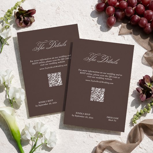 Brown Wedding Details Qr Code Informatiekaartje