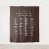 Brown Wedding Seating Chart Alphabetical Fabric Wandkleed (Voorkant)