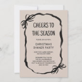 Brown Whimsical Hand Drawn Christmas Dinner Party Kaart (Voorkant)