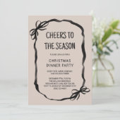 Brown Whimsical Hand Drawn Christmas Dinner Party Kaart (Staand voorkant)