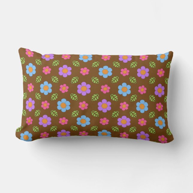Brown Whimsy Floral Pillow Kussen (Voorkant)