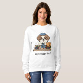 Brown White Dog Glasses Knitting Cat Friend Design Trui (Voorkant volledig)