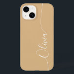 Brown White Elegant Calligraphy Script Name Case-Mate iPhone 14 Hoesje<br><div class="desc">De bruine Elegant White Calligraphy Script Custom Personalized Name iPhone 14 Smart Phone Case kenmerkt een modern en trendy eenvoudig en stijlvol ontwerp met uw gepersonaliseerde naam in elegante handgeschreven kalligrafie script typografie op een bruine achtergrond. Ontworpen door ©Evco Studio www.zazzle.com/store/evcostudio</div>