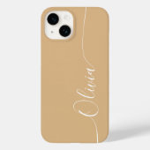 Brown White Elegant Calligraphy Script Name Case-Mate iPhone Case (Achterkant)