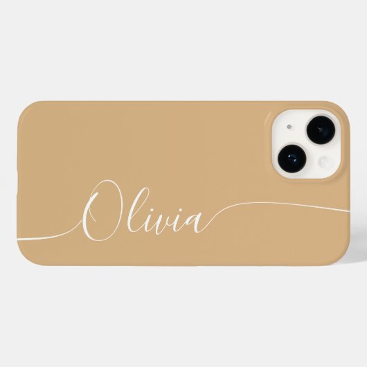 Brown White Elegant Calligraphy Script Name Case-Mate iPhone Case (Achterkant (horizontaal))