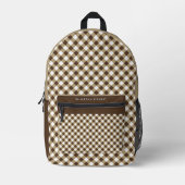 Brown White Gingham Bedrukte Rugzak (Voorkant)