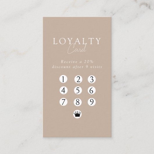 Brown & White Minimal Salon QR Code Loyalty Visitekaartje (Voorkant)