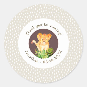Brown & White Oerwoud Camp Dank u Verjaardagsgunst Ronde Sticker