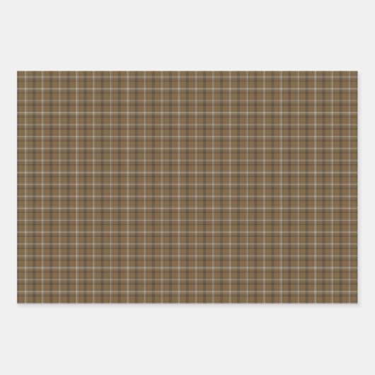 Brown White Plaid Classic Pattern Rustic Inpakpapier Vel (Voorkant 3)