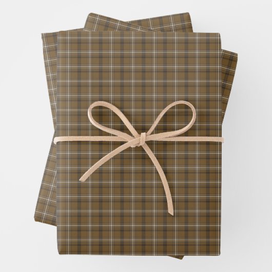 Brown White Plaid Classic Pattern Rustic Inpakpapier Vel (In situ)
