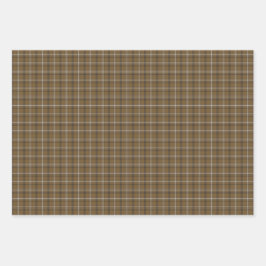 Brown White Plaid Classic Pattern Rustic Inpakpapier Vel