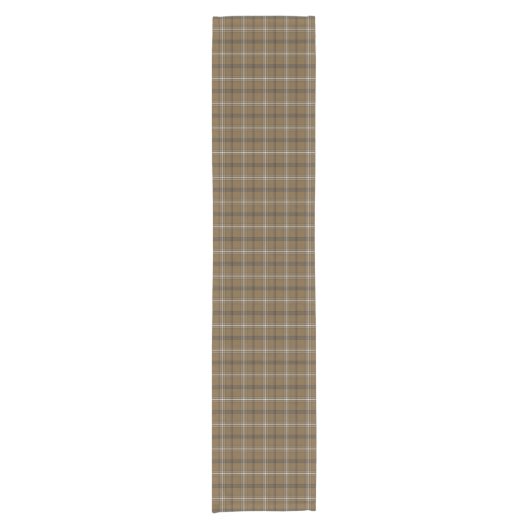 Brown White Plaid Classic Pattern Table Runner Korte Tafelloper (Voorkant)