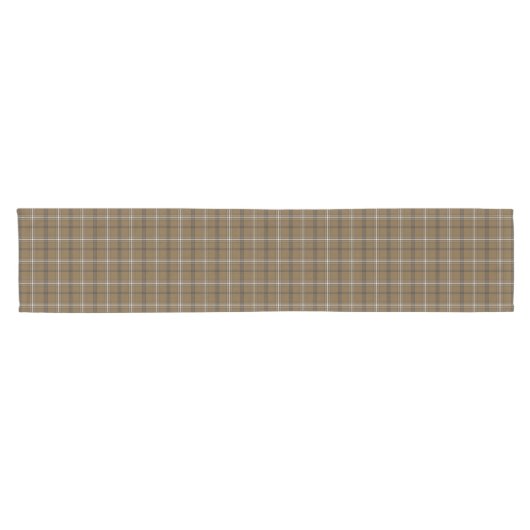 Brown White Plaid Classic Pattern Table Runner Korte Tafelloper (Horizontaal)