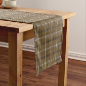 Brown White Plaid Classic Pattern Table Runner Korte Tafelloper (Voorbeeld)
