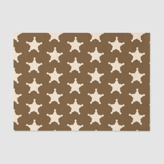 Brown White Sheriff Cowboy Stars Rustic Farmer Tissuepapier (Voorkant)