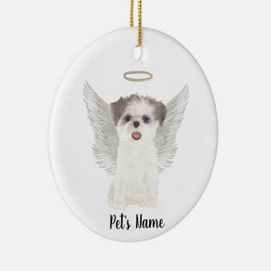 Brown & White Shih Tzu Sympathy Memorial Keramisch Ornament (Rechts)