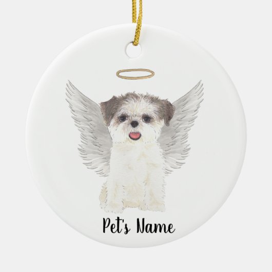 Brown & White Shih Tzu Sympathy Memorial Keramisch Ornament (Voorkant)